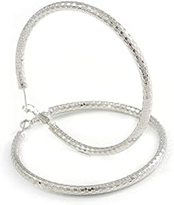Silver Textured Hoop Earrings