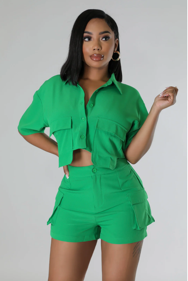 Pocket ss top & shorts set