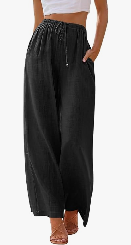 Linen blend wide leg pants