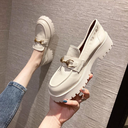 Waterproof Platform Platform Platform Small Leather Shoes Women's Thick-soled Increase Summer Thin Style