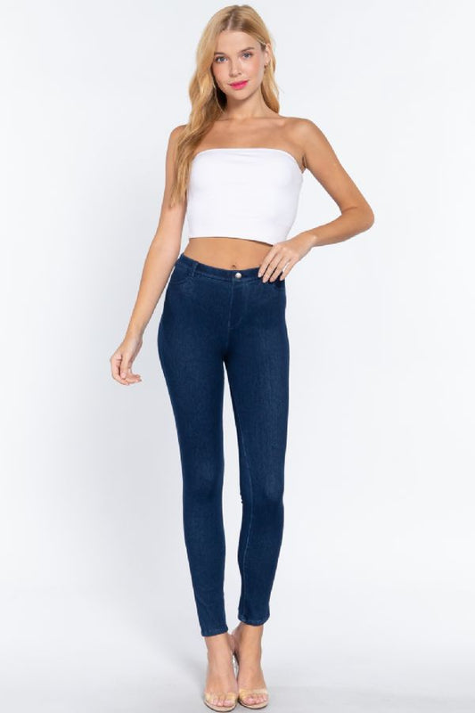 KNIT DENIM FULL LENGTH JEGGINGS