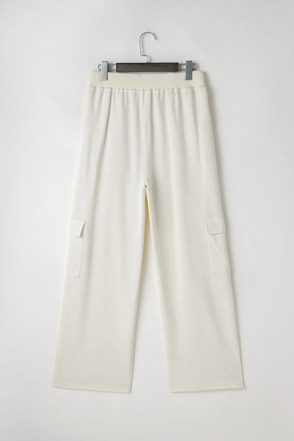 Drawstring High Waist Pants with Pockets