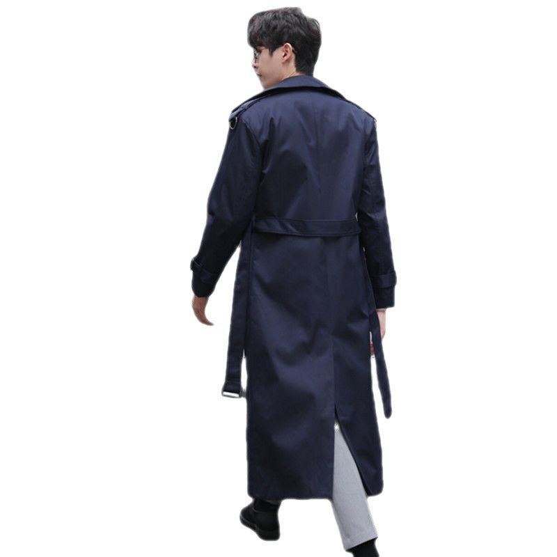 Men's Long Type British Slim-fitting Trench Coat