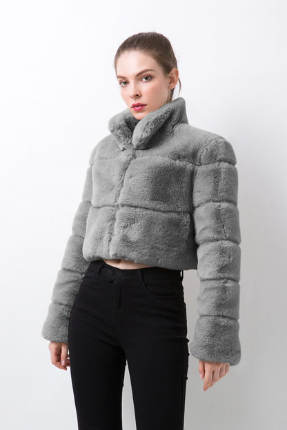 Imitation Fur Women's Coat Imitation Horizontal Stitching Artificial Fur